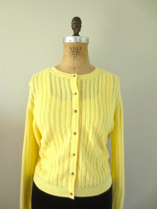GAP Sweaters - GAP Yellow Pointelle Button Front Summer Cotton Cardigan